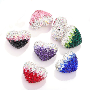 Gradient Heart Shaped Rhinestone Bead Ball Small DIY Jewelry Pendant Accessory For Necklace Bracelet Keychain - Product Image 5