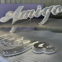 Lettres lumineuses LED personnalisées effet miroir brillant RGB perforées pour décoration de bar, événement, boutique, avec télécommande