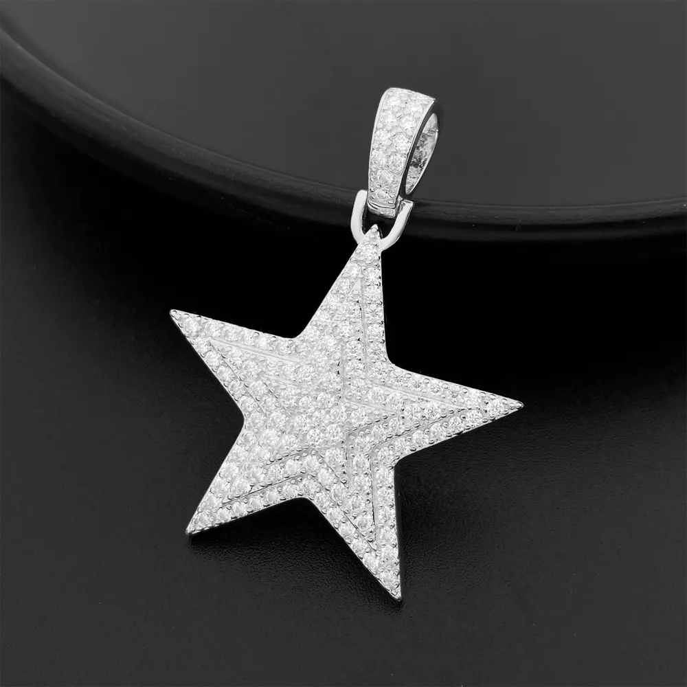 hiphop jewelry s925 with vvs moissanite diamond 18k gold plated pendant charm star pendant