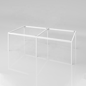 Qualité taille Standard Double face Tube rond jambe métal meubles cadre plusieurs employés Simple bureau travail Table blanche - Product Image 2