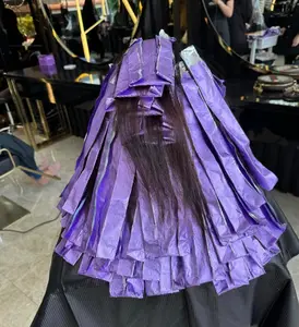 Foil Rambut Warna Ungu Foil Tata Rambut Timbul Ekstra Lebar