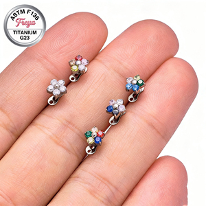 เครื่องประดับเจาะกระดูกไหปลาร้าแบบไมโครเดอร์มอล รูปดอกไม้ ทำจากไทเทเนียมเซอร์โคเนียม 14G ตามมาตรฐาน ASTM F136 แบบสั่งทำพิเศษ - Product Image 3