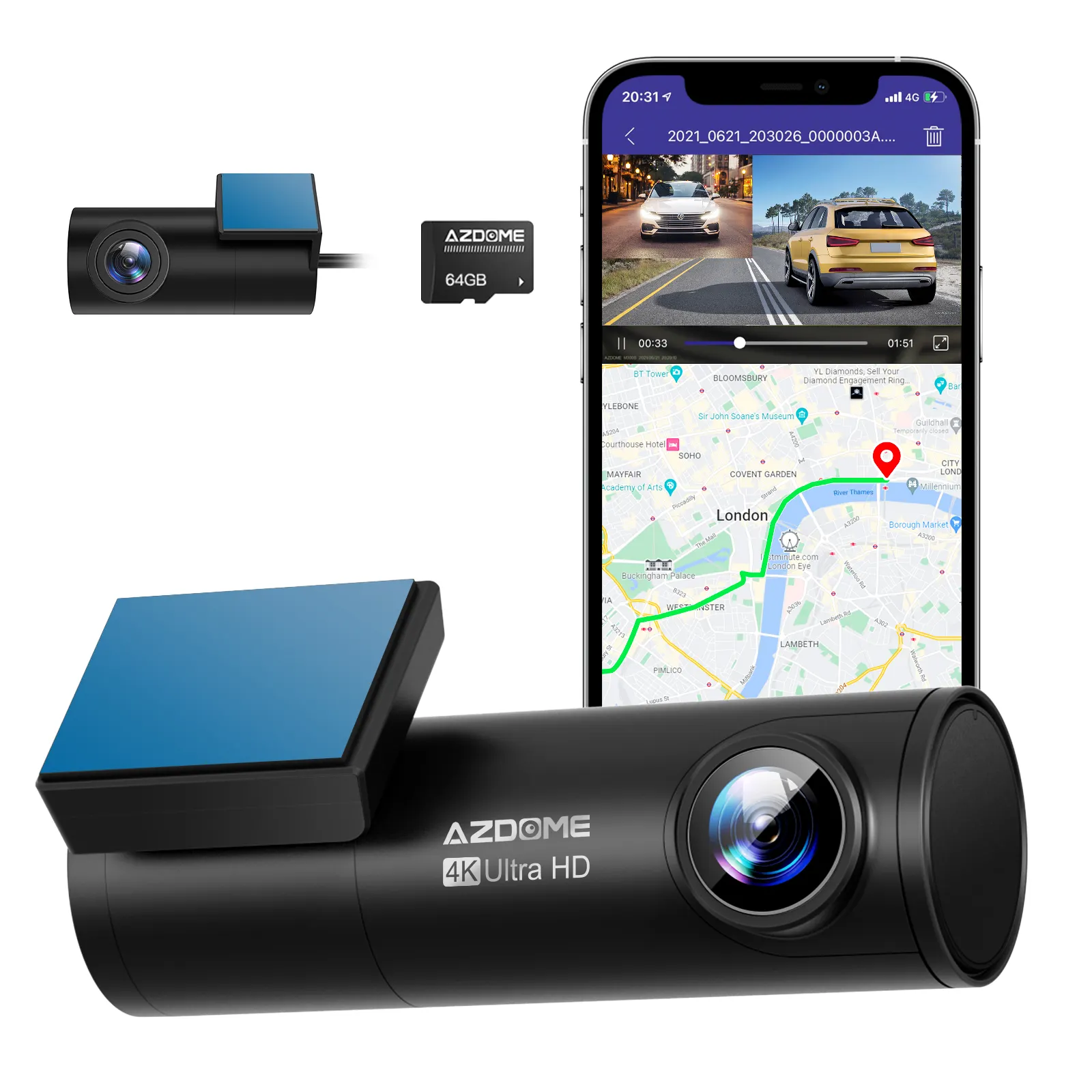 GPS/Wifi WDR APP kontrolü sesli etkileşim APP kontrolü ile inşa kablosuz araç kamerası M300S araba DashCam 1440p çözünürlük kamera