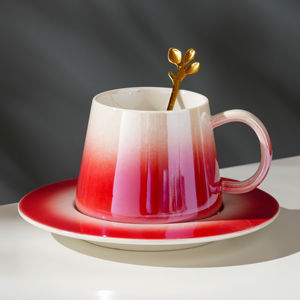 Wholesale Gradient Color Milk Mug Cappuccino Mug Coffee <b>Cup</b> and Saucer <b>Set</b> Vintage Tea <b>Cups</b> Luxury Tea <b>Cup</b> <b>Set</b> - Product Image 4