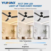 Ventilateur de plafond LED avec lumière, télécommande, moteur BLDC silencieux, 42/52 pouces, pour intérieur, maison, villa, salon, salle à manger, bureau, salle de classe, OEM ODM