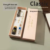Ensemble de stylos à plume vintage en verre, 2 pointes extra flexibles, porte-stylo gravé, encre, stylo en verre cristal pour l'écriture artistique et le dessin