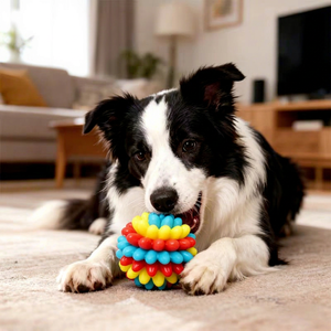 Balle à mâcher pour chien en TPR, jouet interactif rebondissant avec picots, soin dentaire en profondeur pour chiens de petite, moyenne et grande taille - Product Image 1