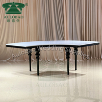 Table de banquet extérieure moderne en fer noir à combinaison libre, style serpentin, pour mariage et hôtel, avec plateau en verre trempé, mobilier d'hôtel