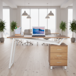 Escritorio Ergonómico de Oficina en Casa de Estilo Moderno, Escritorio Multifuncional de Madera Cuadrado para Computadora con Gabinete de Almacenamiento de 3 Cajones - Product Image 3