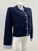Damen Neuheiten Herbst Lässige Hochwertige Strickjacke mit Umlegekragen und Aufgesetzten Taschen Großhandel Maßanfertigung OEM Büro
