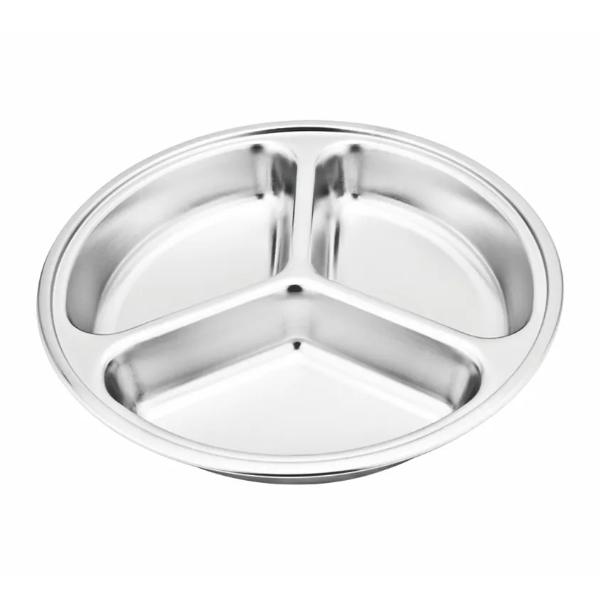 Round Dinner Plate Dish Stainless Steel Dinner Plates Bowls Dinner Plate Dish for Children