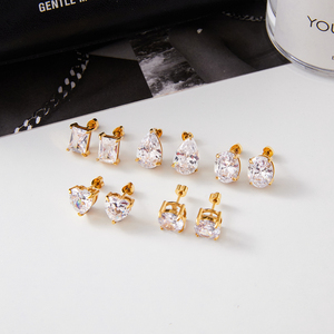 Boucles <span class=keywords><strong>d</strong></span>'oreilles classiques J&<span class=keywords><strong>D</strong></span> pour femmes, en acier inoxydable, avec grand zircon, pierre semi-précieuse, <span class=keywords><strong>solitaire</strong></span>, <span class=keywords><strong>diamant</strong></span> - Product Image 5