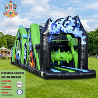 Piste d'obstacles gonflable commerciale ultra-longue de 30 mètres pour enfants et adultes avec grands rouleaux, jeux d'équilibre pour fêtes