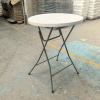 Table de cocktail ronde blanche de 42 pouces de haut, pliable, en plastique HDPE, pour événements en plein air
