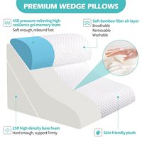 Post-OP Weiß-Grau 3-teiliges Verstellbares Gel-Memory-Foam Orthopädisches Bett-Sitzkissen 3-in-1 Neigungskissen-Set zum Schlafen