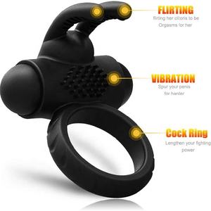 Cincin Penis bergetar silikon kuat untuk pria mainan seks dengan fitur pijat klitoris jenis produk cincin Penis - Product Image 6