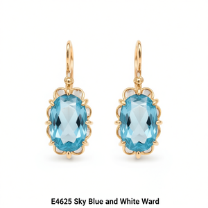 Pendientes Ward de oro azul cielo y blanco con engaste de bisel para uso diario, joyería fina para mujer E4625 - Product Image 1