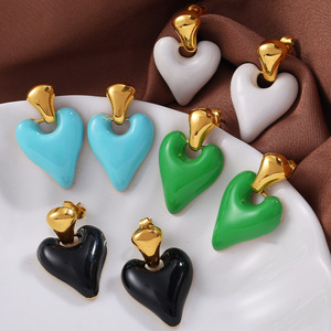 ต่างหูรูปหัวใจสแตนเลสดีไซน์ไม่สม่ำเสมอสำหรับผู้หญิงเครื่องประดับแฟชั่น - Product Image 3