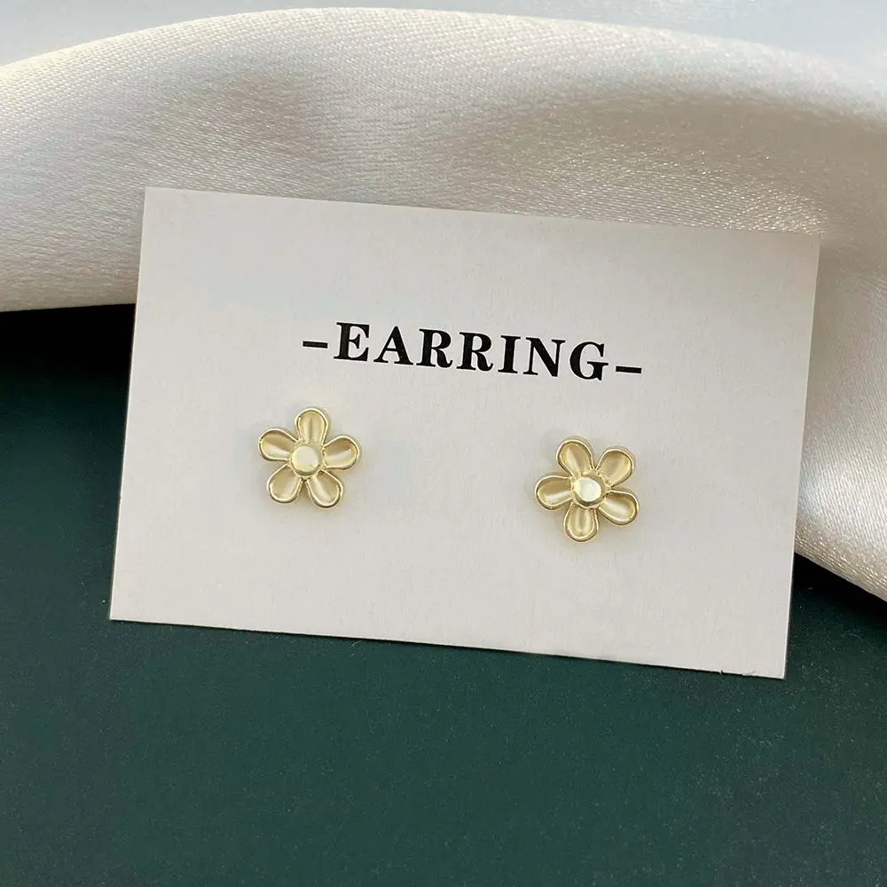 FOXI sterling silver jewelry flower exquisite 8*8 size polished 18k gold plated 925 sterling silver earrings jewelry women