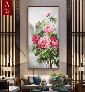 Cuadro 3D para Porche, Pintura Vertical <span class=keywords><strong>de</strong></span> <span class=keywords><strong>Flores</strong></span>, Lienzo Decorativo Pintado a Mano, Reproducción <span class=keywords><strong>de</strong></span> Famosas Pinturas Chinas <span class=keywords><strong>de</strong></span> <span class=keywords><strong>Flores</strong></span> - Product Image 1