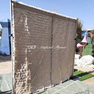 Fábrica nuevo diseño 8ft * 8ft Pared de flores 3D fondo de pared de flores artificiales de seda blanca para decoración de fondo de boda - Product Image 5