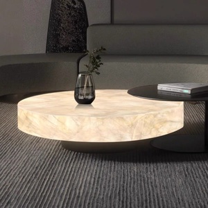 Mesa de centro de mármol moderna Muebles de piedra hechos a mano simples de gama alta Muebles para el hogar contemporáneos de jade luminosos personalizables - Product Image 5