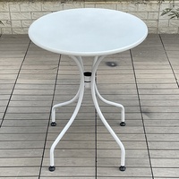 Table d'extérieur carrée, couleur blanc/noir/champagne, modèle S60, café, salle à manger décontractée, mobilier d'extérieur en fer forgé