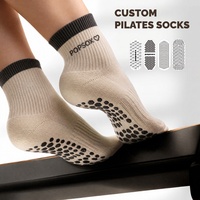 Chaussettes antidérapantes POPSOX pour Pilates, Barre, Ballet, Yoga, avec logo jacquard brodé personnalisé, pour femmes, vente en gros OEM