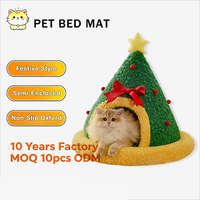 Nouveau Lit Tanière Fermée pour Chat de Noël, Doux, en Peluche Chaude, Lavable, Nid Tunnel Apaisant pour Chats d'Intérieur et Petits Chiens