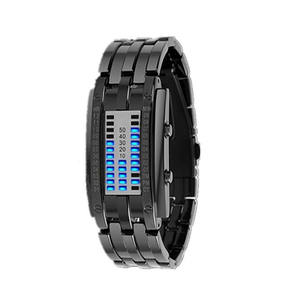 Montre pour homme, étanche à 30 m, montre-bracelet en lave, double rangée de lampes LED, montre électronique en acier binnaire pour homme, montres de sport YuSa385 - Product Image 5