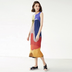 Casual Plus Size Slim Gradient Summer <strong>Blue</strong>, Gray, Yellow Long-sleeved <strong>Dress</strong> - Product Image 2