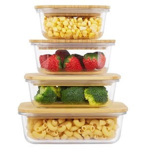 Fiambreras de vidrio sin BPA con tapas de bambú Aptas para microondas y congelador para almacenamiento de preparación de comidas y contenedores de alimentos de viaje - Product Image 2