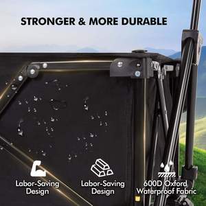 Waterproof Foldable Platform Outdoor <b>Storage</b> <b>Cart</b> Camping Hiking Beach Wagon Trolley Angle Adjustable Handle Four-Wheel OEM 600D - Product Image 2
