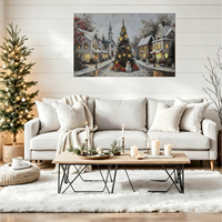 Décoration murale moderne pour arbre de Noël, LED, multicolore, 45x76cm, impression sur toile, peinture aquarelle