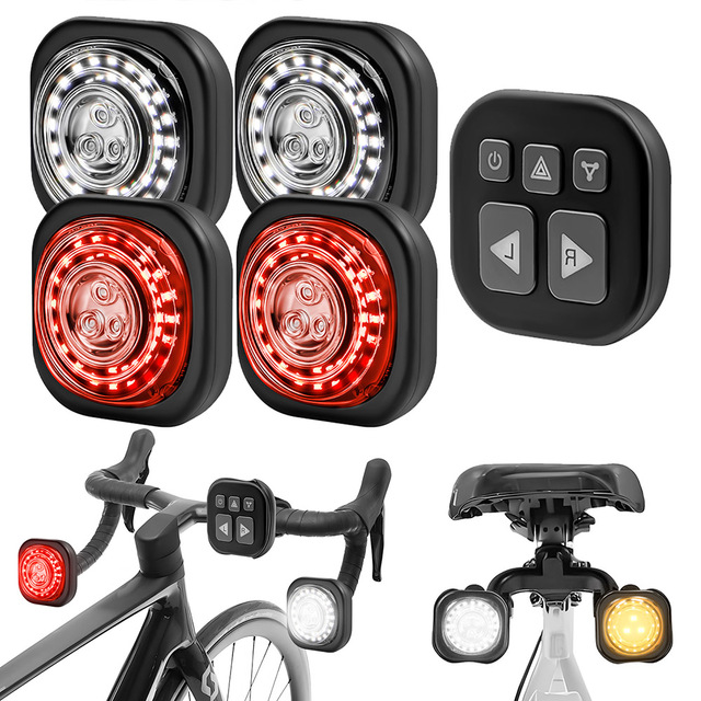 High Brightness Bike LED Warning Light 6 Lighting Modes USB Rechargeable Waterproof IPx6 4-in-1 Headlight/Taillight/Helmet Light
