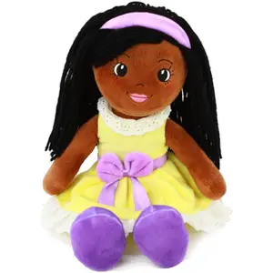 Custom Diversity Toys Brown Girl Cloth Doll Handmade Multiracial Diverse Doll Dressed African Girl Rag Doll Lovely Baby Soft Toy