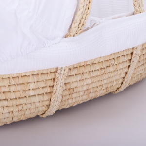 Cesta de dormir hecha a mano de hojas de maíz natural transpirable, moisés para bebé con base oscilante - Product Image 5