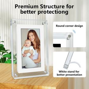 Marco de Fotos <span class=keywords><strong>Digital</strong></span> LCD IPS de 7 Pulgadas para Escritorio, <span class=keywords><strong>Álbum</strong></span> de Fotos, Video, Acrílico, con Batería, Venta al Por Mayor - Product Image 4