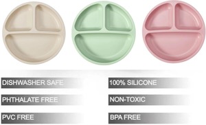 Usine personnalisé sans BPA bébé alimentation enfant en bas âge dîner collant compartiment aspiration enfants Silicone plaque divisée avec couvercle pour les enfants - Product Image 5
