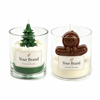 Ensemble de bougies parfumées de Noël en verre, en forme de sapin et de bonhomme en pain d'épices, en cire, pour les fêtes, vente en gros, fournisseur OEM ODM, marque privée