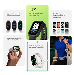 <span class=keywords><strong>Xiaomi</strong></span> Smart <span class=keywords><strong>Band</strong></span> 9 Active 1,47 ''TFT Display Monitoreo DE SALUD Smartwatch Batería de larga duración Fitness Monitoreo Pulsera Reogio - Product Image 2