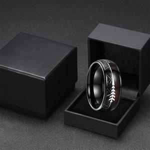 Anneaux personnalisés en carbure de tungstène noir de 8mm pour hommes femmes bandes de mariage Koa bois flèche météorite incrustation poli confort Fit - Product Image 6