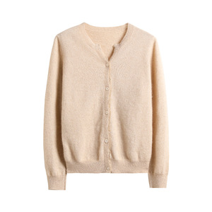 Cardigan <span class=keywords><strong>in</strong></span> Cashmere Personalizzato per Donna <span class=keywords><strong>con</strong></span> <span class=keywords><strong>Bordo</strong></span> <span class=keywords><strong>in</strong></span> <span class=keywords><strong>Pizzo</strong></span>, Classico Collo Tondo, Bottoni Frontali, Maglione <span class=keywords><strong>in</strong></span> Lana Lavorato a <span class=keywords><strong>Maglia</strong></span> per Primavera e Autunno - Product Image 6