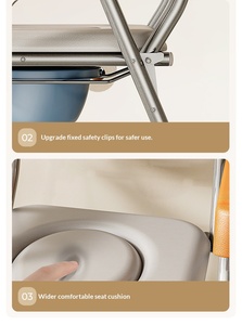 <strong>Shower</strong> Seat Toilet <strong>Chair</strong> Folding Portable Toilet <strong>Elderly</strong> People Suitable Both Bathing Bathroom Use Capacity 150 Kilograms - Product Image 6
