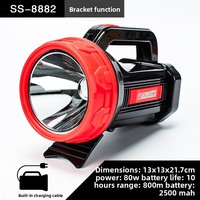 Lampe de poche LED haute puissance rechargeable en ABS, éclairage puissant, indice de protection IP20, portée de 500 m, portable, pour patrouille extérieure et lutte contre les incendies