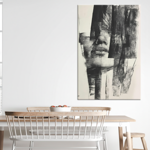 Abstract Face Canvas Print: Black and White Modern Portrait,<b>WRAPPED</b> CANVAS - Product Image 3