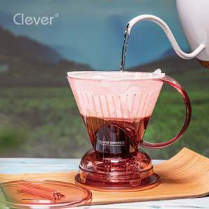 Cafetera de café de preparación manual, trapezoidal, rosa translúcido, libre de BPA, popular entre las boutiques minoristas y cafeterías. - Product Image 4