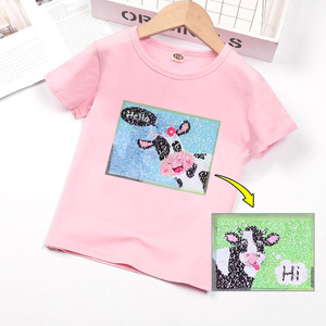 T-shirt Personalizzate per Ragazze Estive Pesanti a Maniche Corte con Cambio Colore e Ricamo Laterale - Product Image 4