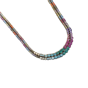 Novedad 2024: Collar de Cadena de Tenis de 2mm con Circonitas CZ, Chapado en Plata, de Latón, Estilo Arcoíris, Joyería Europea de Moda para Mujer, ¡Venta Caliente! - Product Image 4