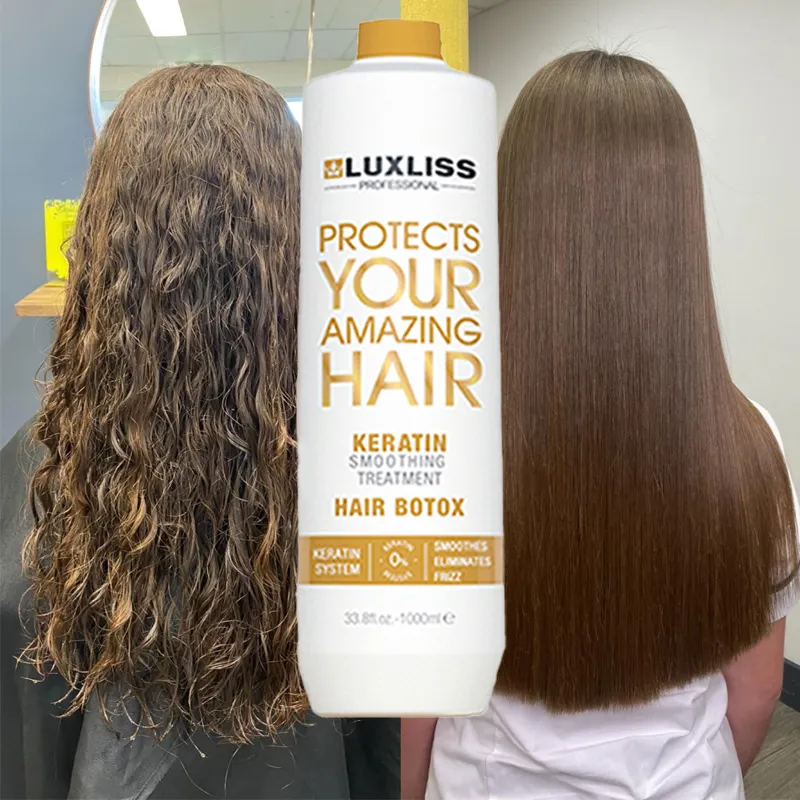 Luxliss Wholesale Salonプロフェッショナルホルムアルデヒドフリースムージングストレートブラジルのケラチンヘアトリートメントナノプラスティア